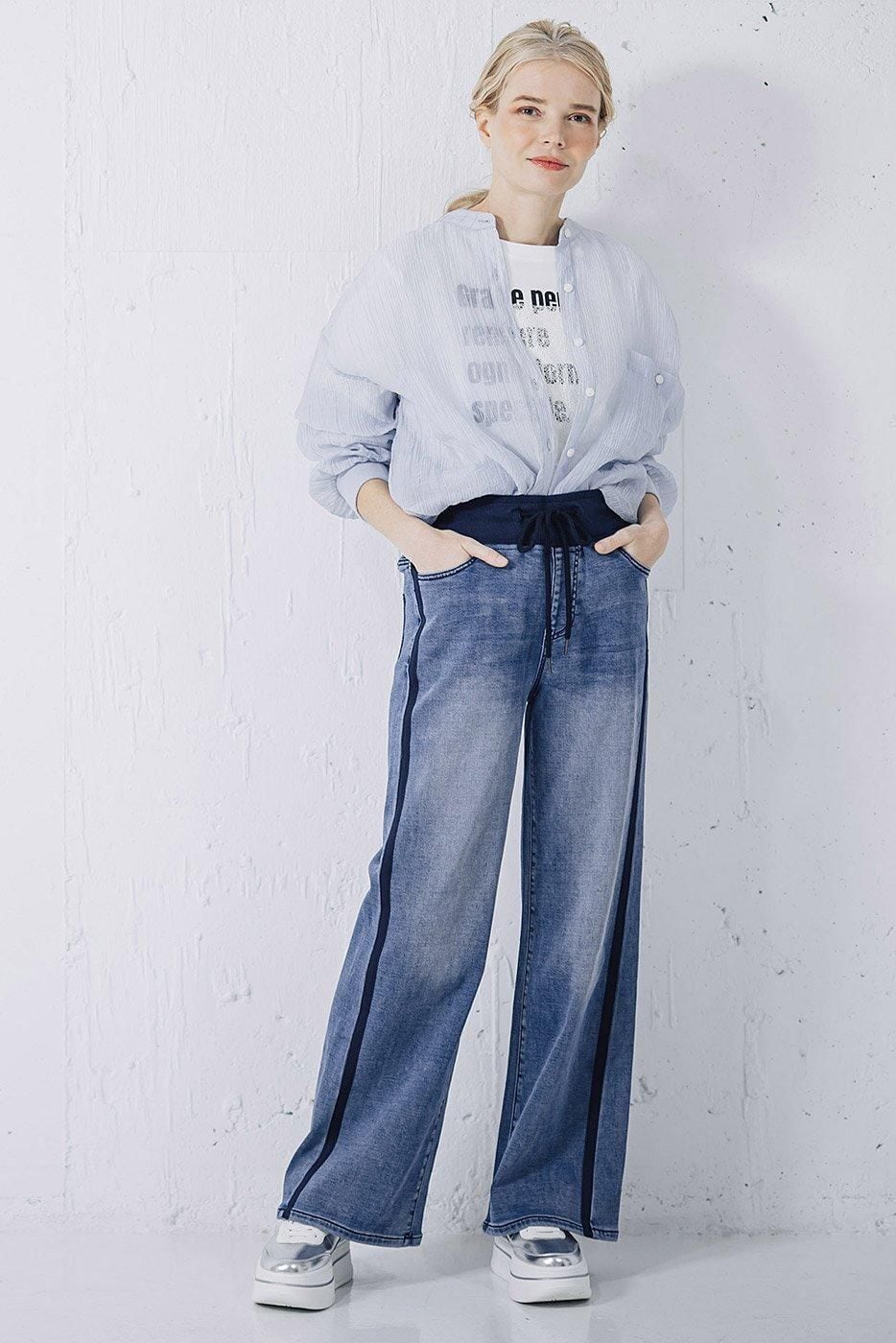グレイッシュデニムバレルレッグパンツ（38サイズ） 836626 ayane