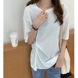 シンプル 大人可愛い ロング Tシャツ 7分丈 ビックシルエット 夏 コーデ 半袖 ゆったり ファッション 3色展開 smarly 0257