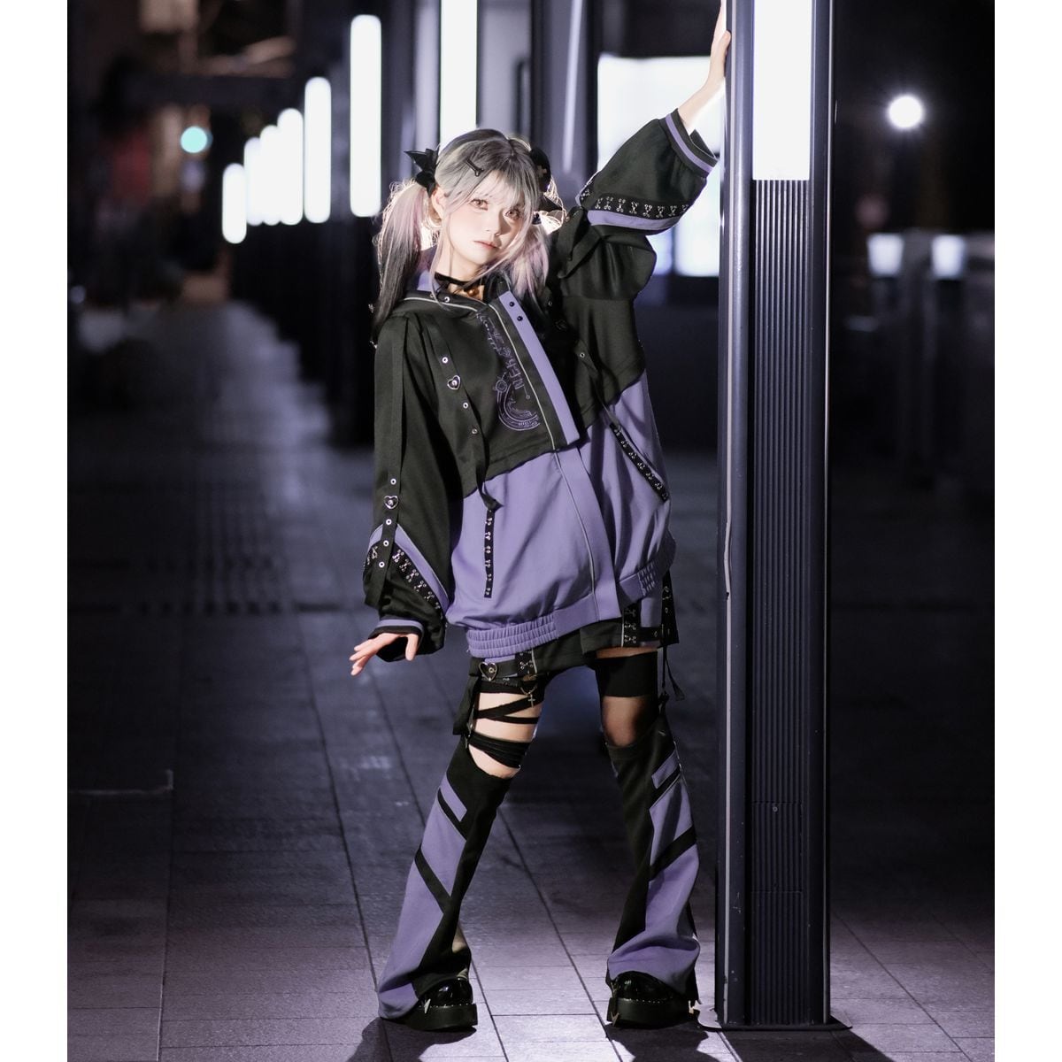 電波少女　ジャージ　セットアップ 電脳少女サイバーパンク猫耳サイバージャージセット：フルセット