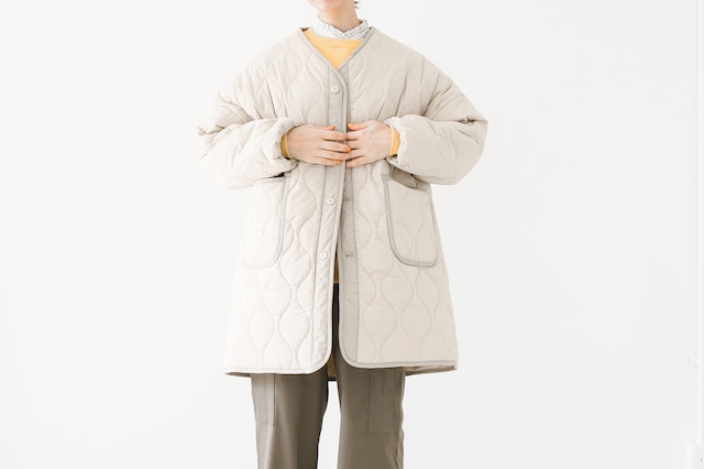 NYLON QUILTING - COLLARLESS COAT：ナイロンキルト - ノーカラーコート