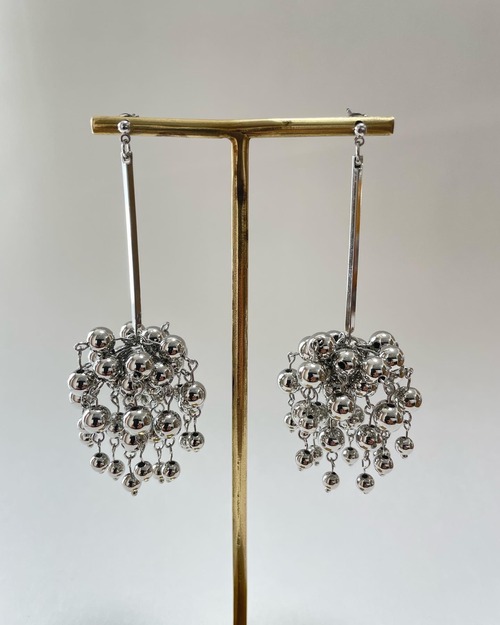 metallic shower long pierce/earrings    silver