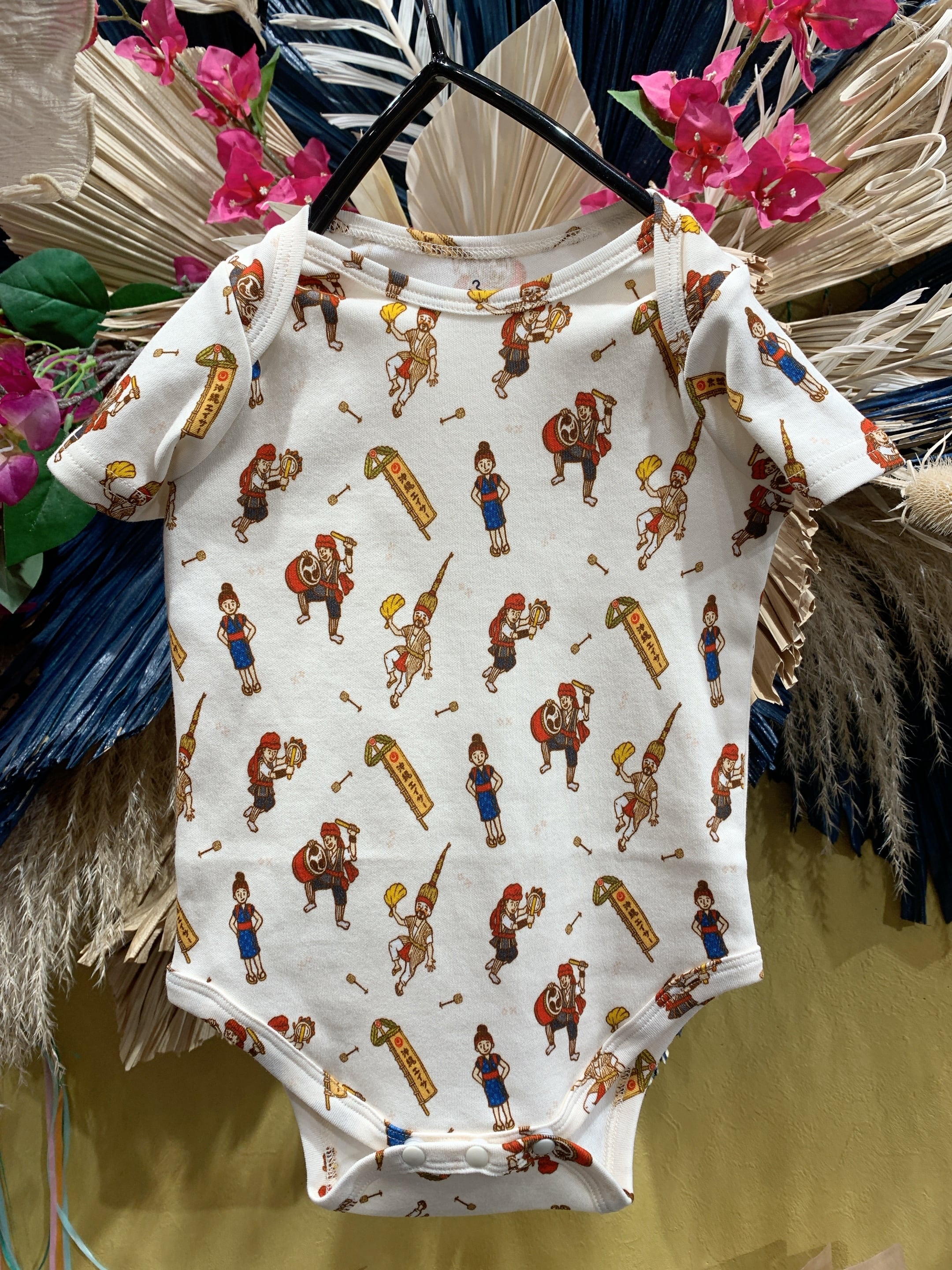 再入荷！沖縄エイサー柄ベビーロンパース（T-A88-2） | tete by okinawa
