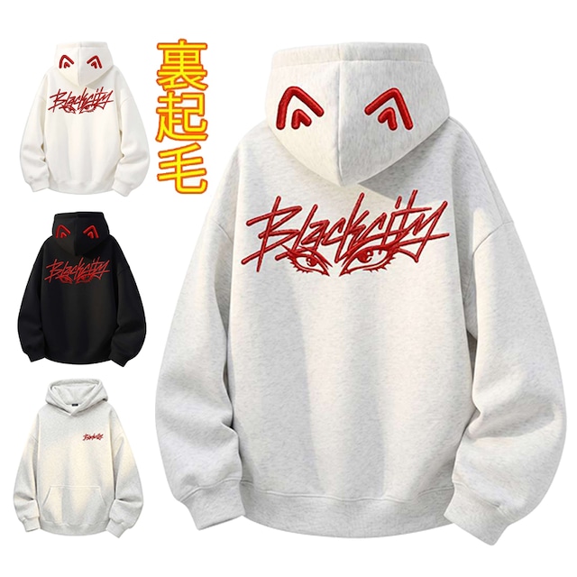 【ImcTLシリーズ】★パーカー★ 裏起毛 ユニセックス 3color トップス メンズ レディース  猫耳 黒 白 灰