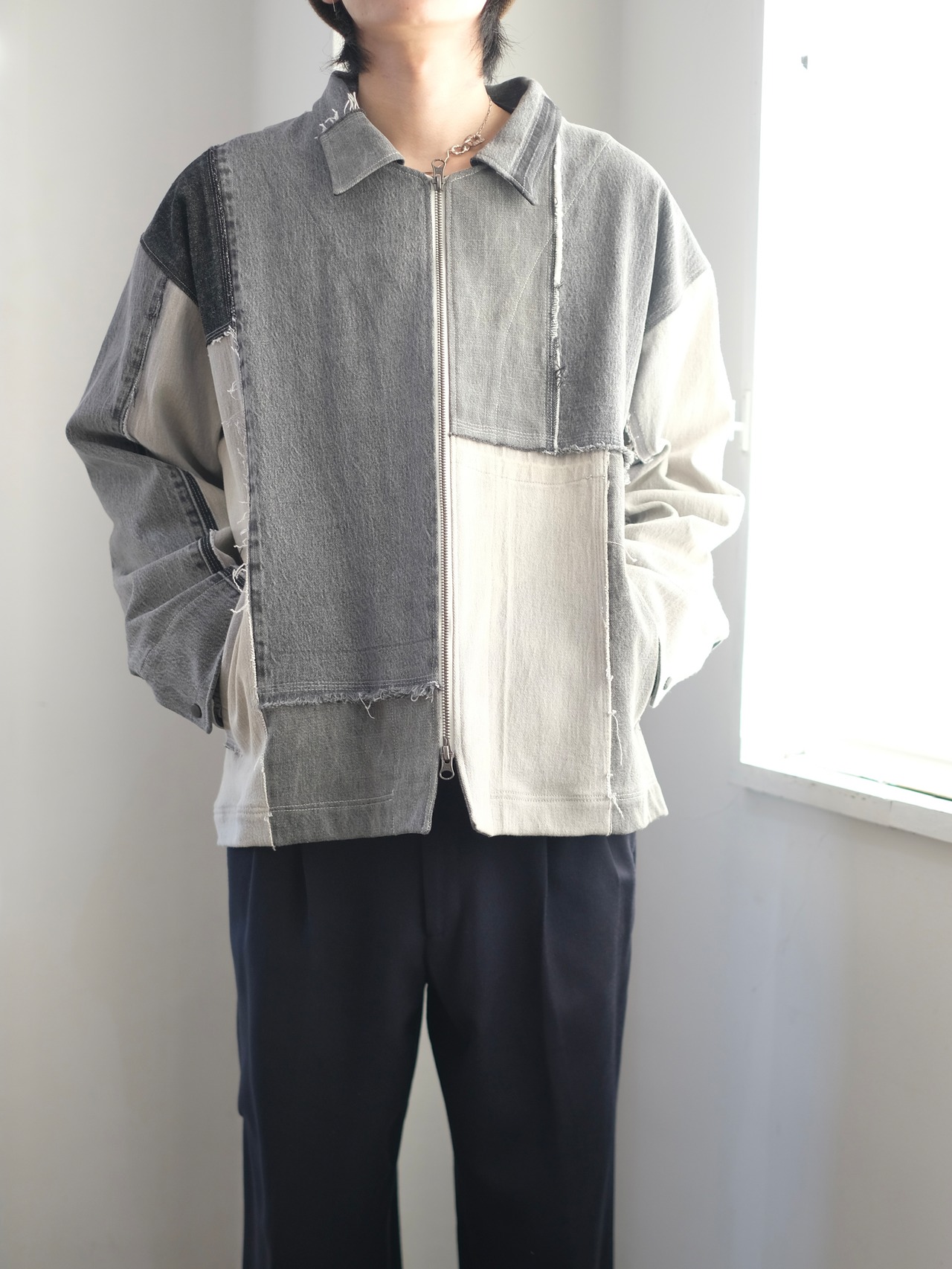 NiLS / patchwork denim zip jacket