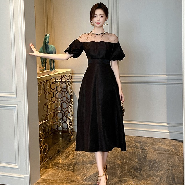 【パーティードレス】大きいサイズ パーティードレス かっこいい 結婚式 お呼ばれドレス 結婚式のお呼ばれ ワンピース エレガント シンプル ミモレ ワンピース 20代 30代 40代 50代 成人式 同窓会 卒業式 入学式 卒園式 入園式 謝恩会 婚活 食事会 顔合わせ 袖あり 体型カバー フォーマルドレス 結婚式フォーマル お呼ばれ 二次会  フォーマルワンピース おしゃれ ブラック 黒 S M L XL 2XL