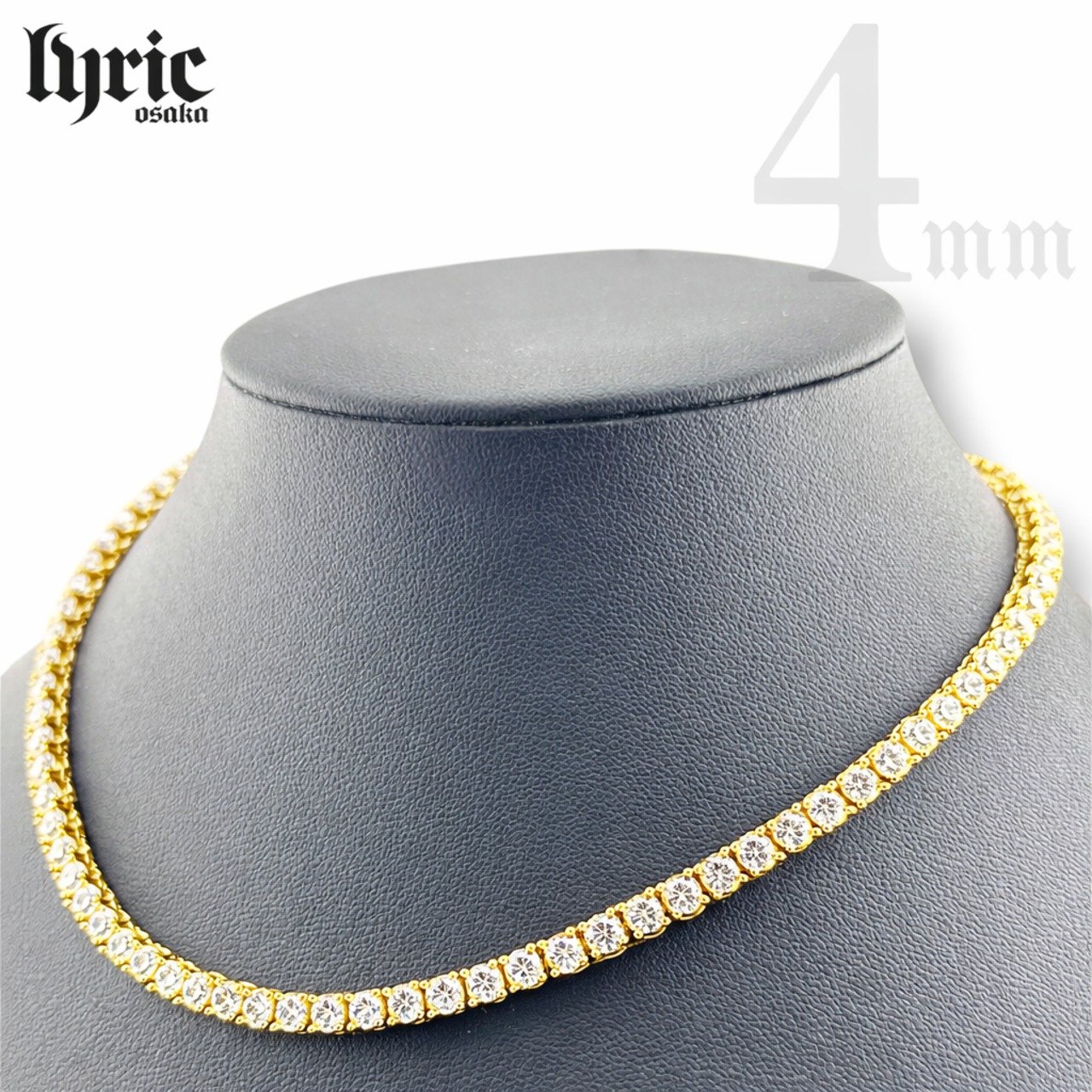 4mm 55cm  luxury tennis necklace gold