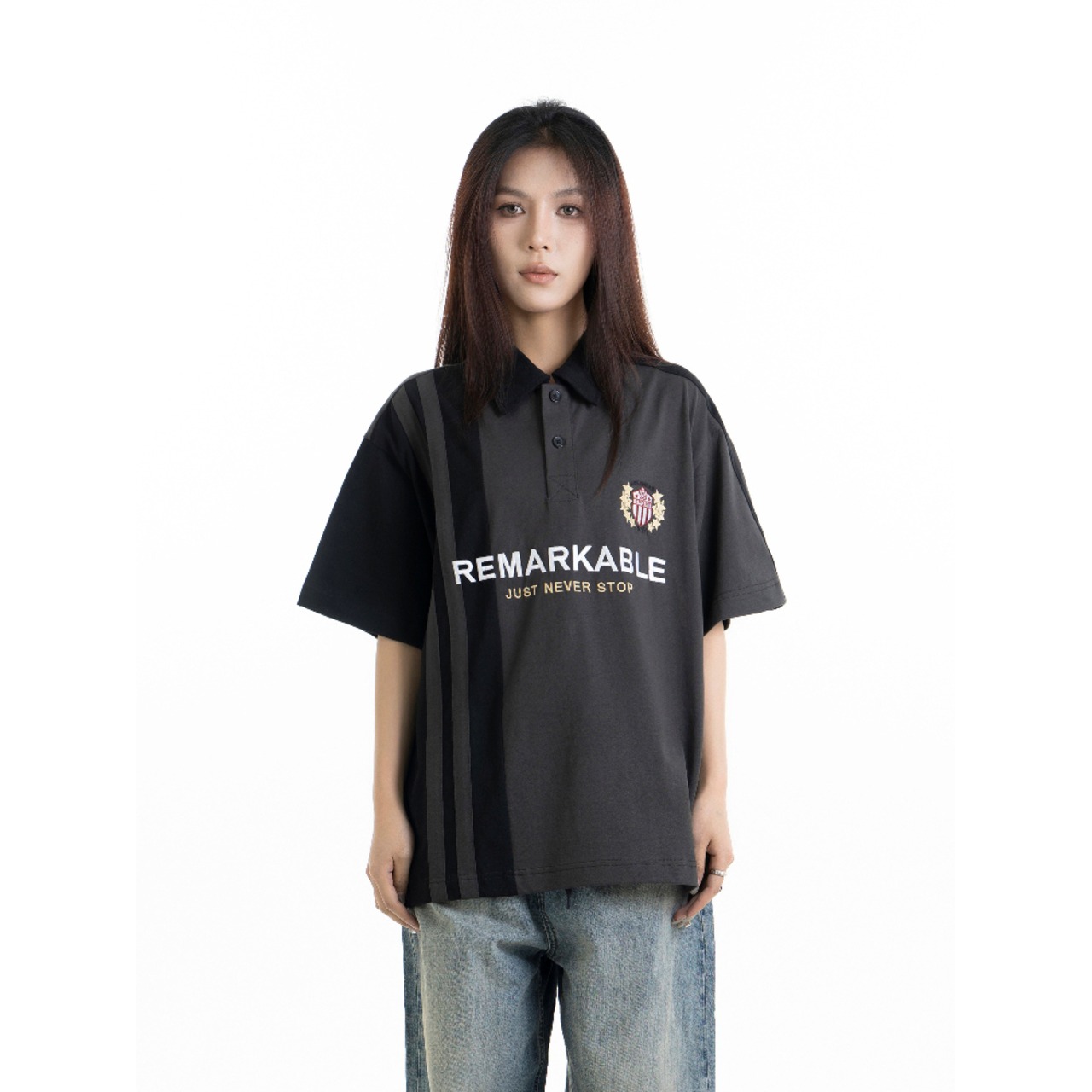 VINTAGE ストリート 刺繍ポロ スポーツTシャツ T1753