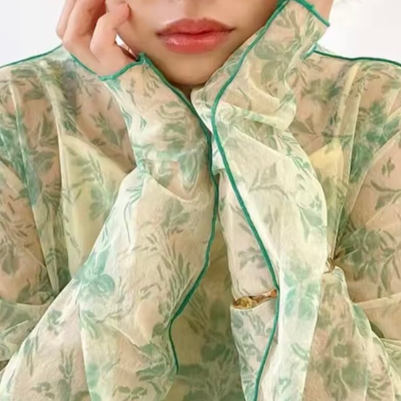 botanical sheer tops