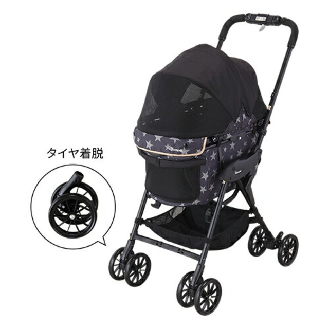 コムペット ミリミリＥＧ ロング Ｄ スターブラック ペットカート 衝撃吸収 タイヤ着脱可能 コンビ株式会社