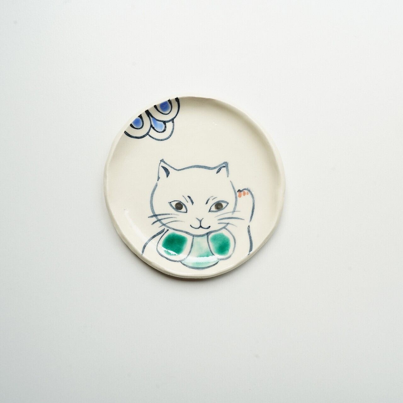 【陶彩工房Canoe】まねきねこ豆皿 C