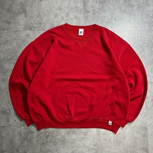 00s Russell V-neck 無地 レッド ounce Mid XL / 身幅68 着丈59cm