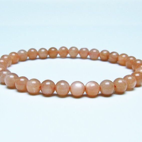 オレンジムーンストーン ブレスレット 6mm 一点物 メール便可 [M便 1/10] 111-48536