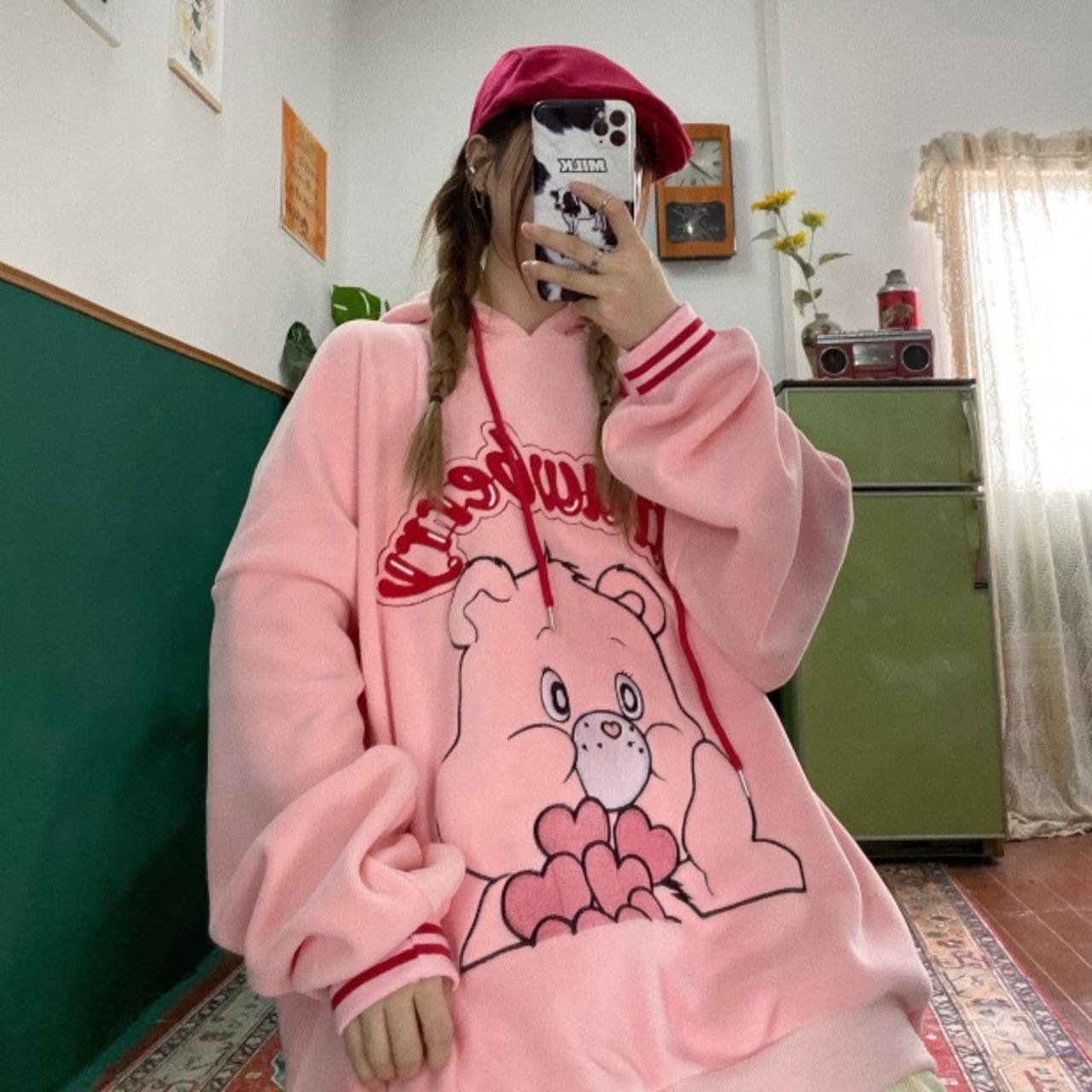 3カラー】オーバーサイズ スウェット トレーナー ピンク | LOVEYsmileSHOP