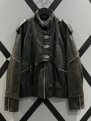 【X VINTAGE】Layered Design Vintage Loose Leather Jacket