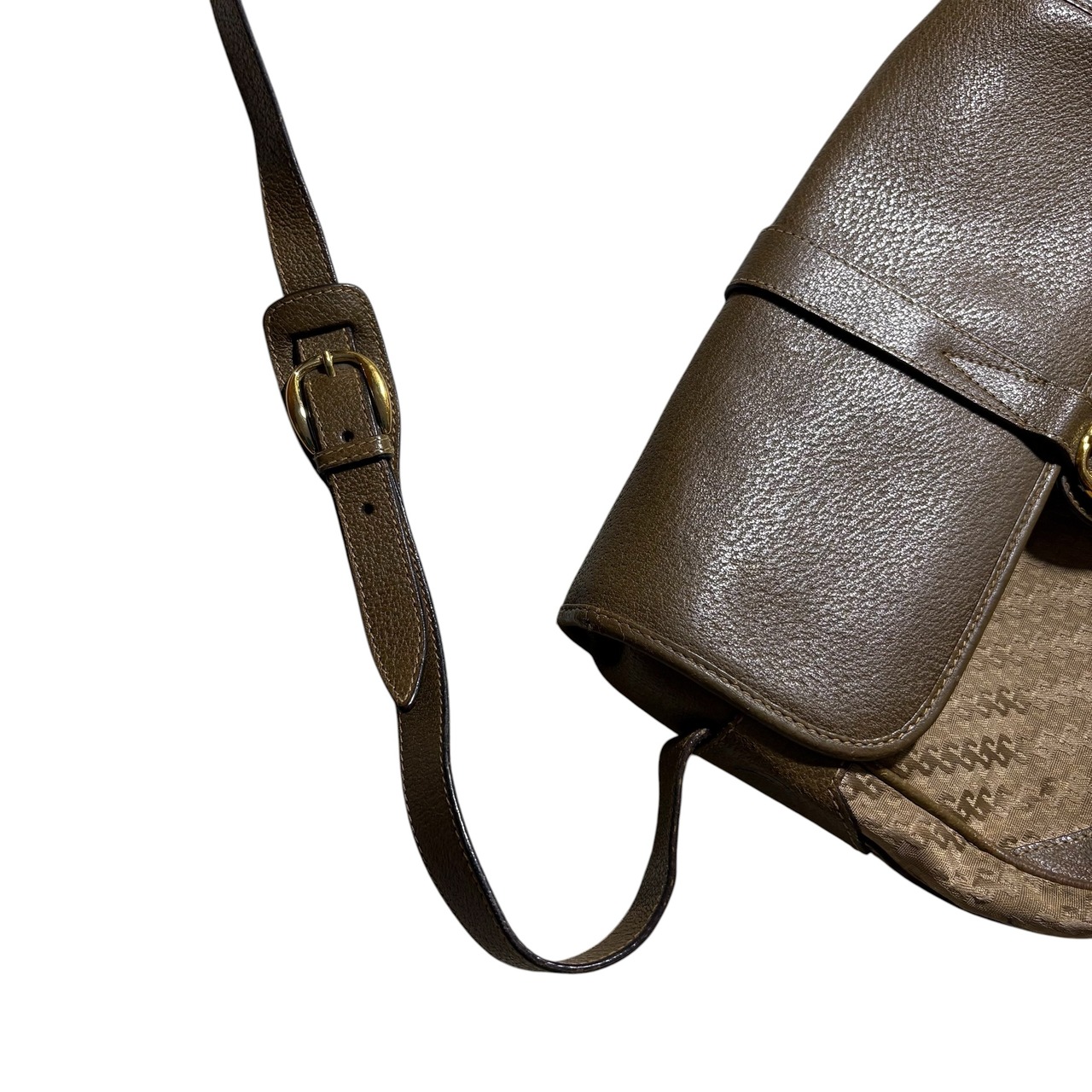 vintage GUCCI leather × monogram canvas shoulder bag