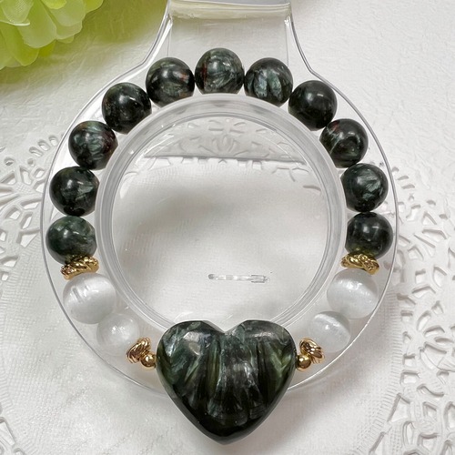 【セラフィナイトハート♡ブレスレット②】♥送料無料♥天然石　パワーストーン