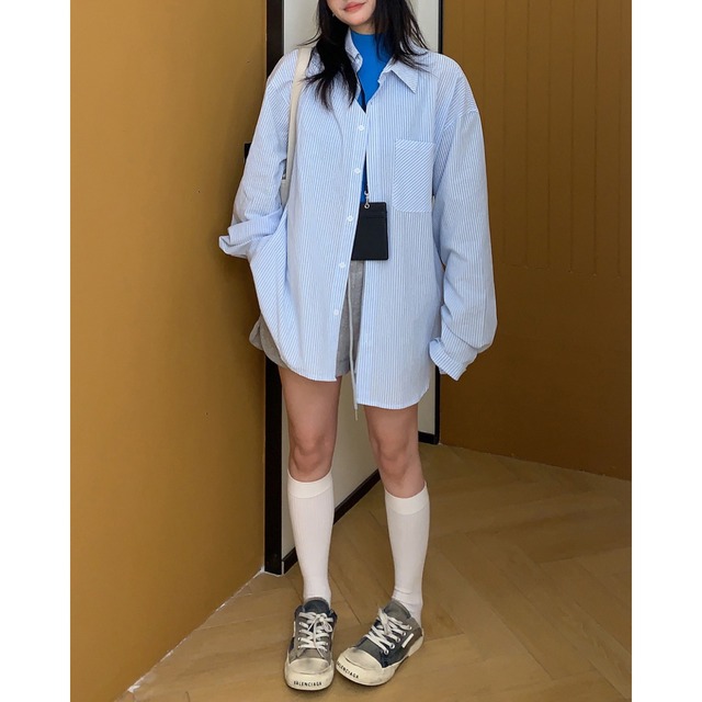 oversized color striped shirt　オーバーサイズカラーストライプシャツ　J0871