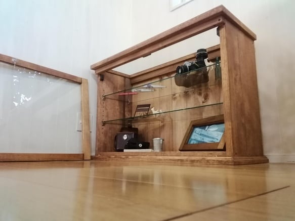 i様　オーダー大きめ木製ガラスケース 大きめショーケース コレクションケース 展示棚 T4811