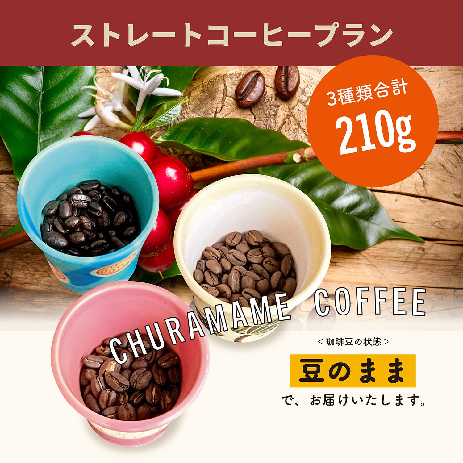 ストレートコーヒープラン（70g×3種類・豆のまま）