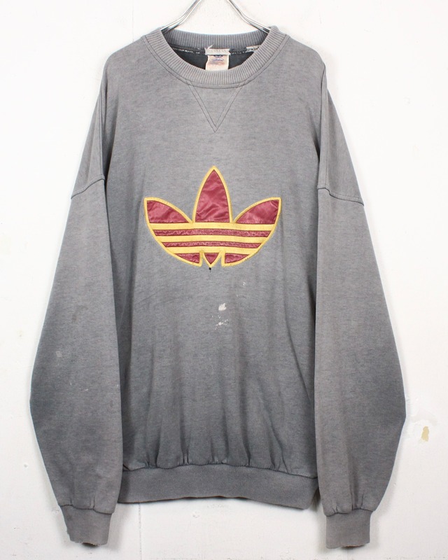 【Caka act2】80's “adidas” Trefoil Logo Embroidery Vintage Loose Sweat Shirt