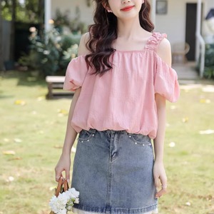 2色／オープンショルダーバルーンデザイントップス ・76362