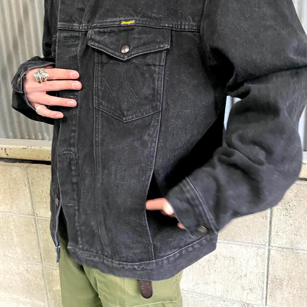 Wrangler ラングラー ブラックデニムジャケット メンズXXL 古着 G 