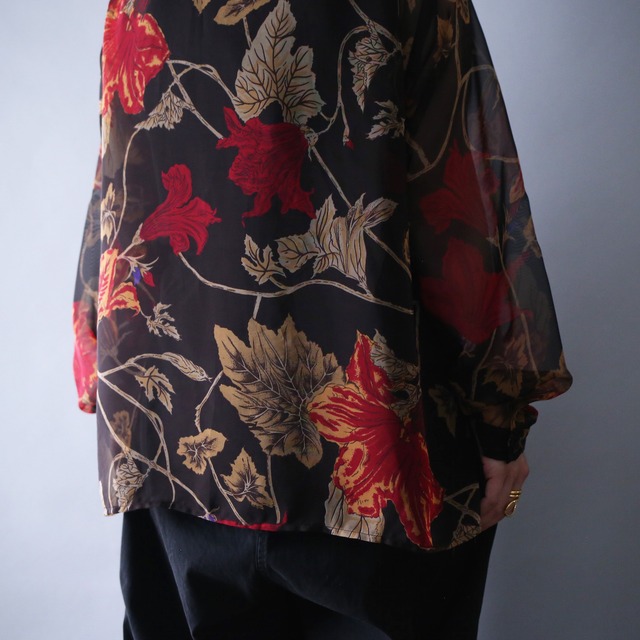 “和”motif loose silhouette flower see-through design shirt