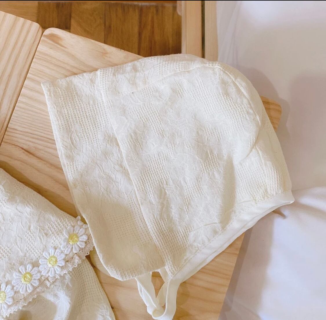 マーガレットコットンロンパース》》》》ベビー スクエアカラー 海外子供服 プチプラ ホワイト 春