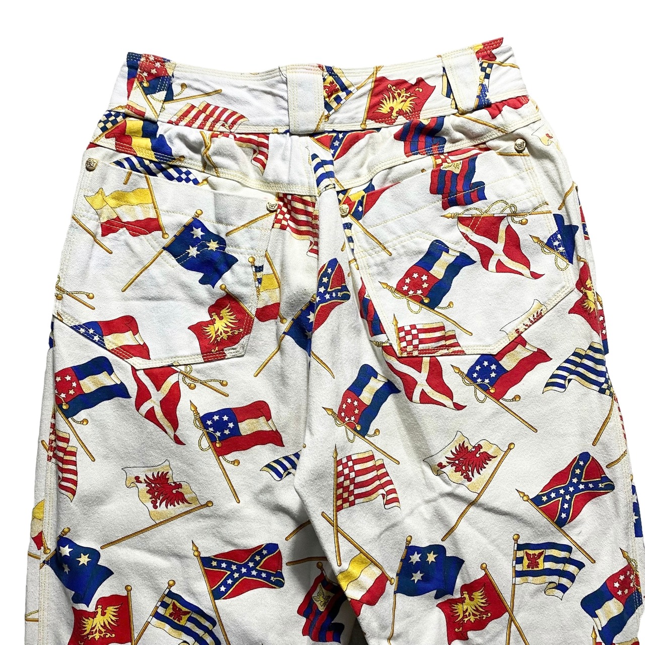 vintage GIANNI VERSACE flag pattern baggy denim pants