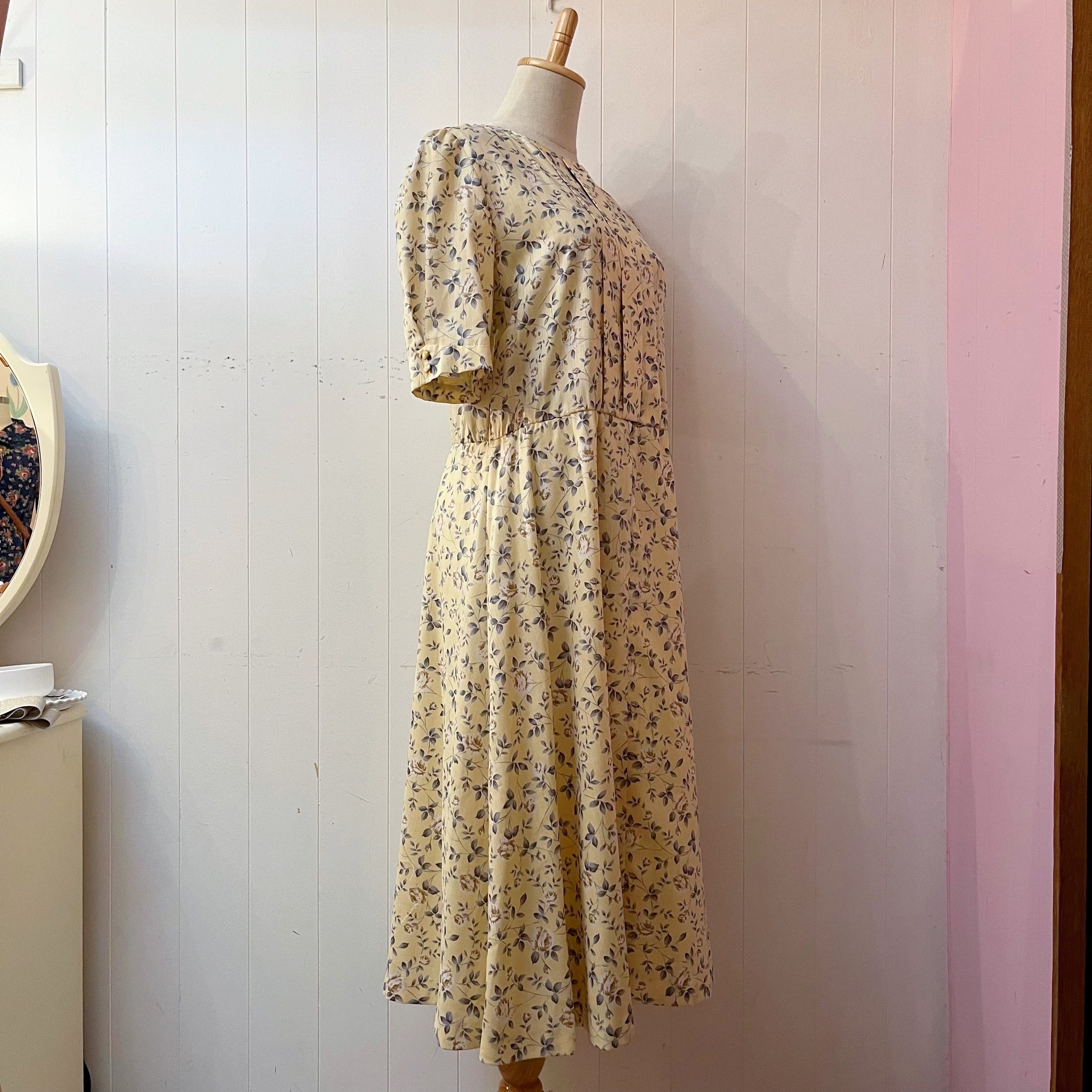 yellow white rose flare one-piece