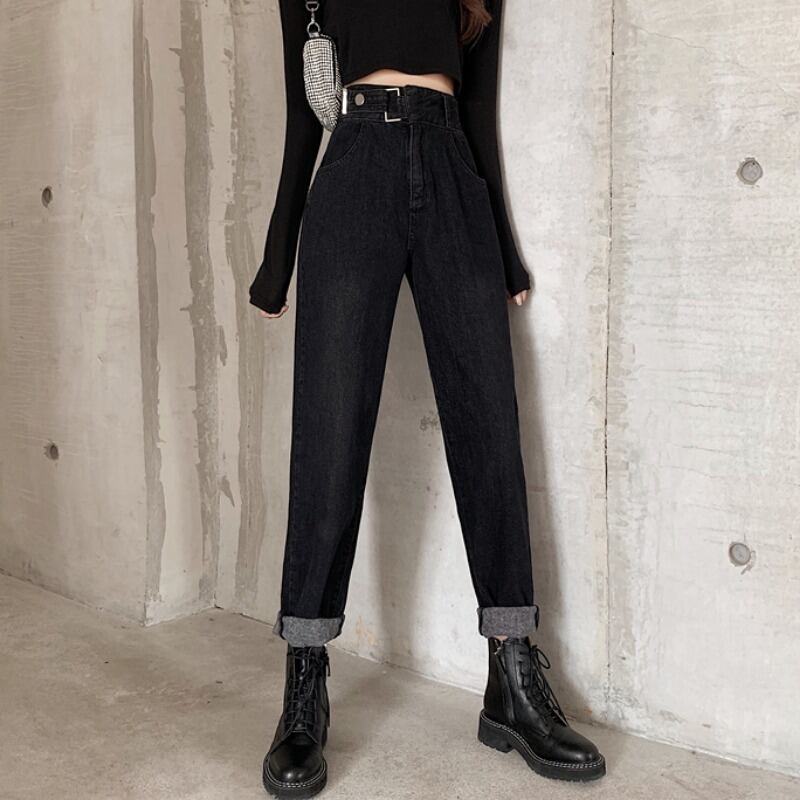 ジーンズ スプリングオータムハイウェストウェストスリムスタイルパンツ ルーズ 春物 秋物 1号婦人70002307736