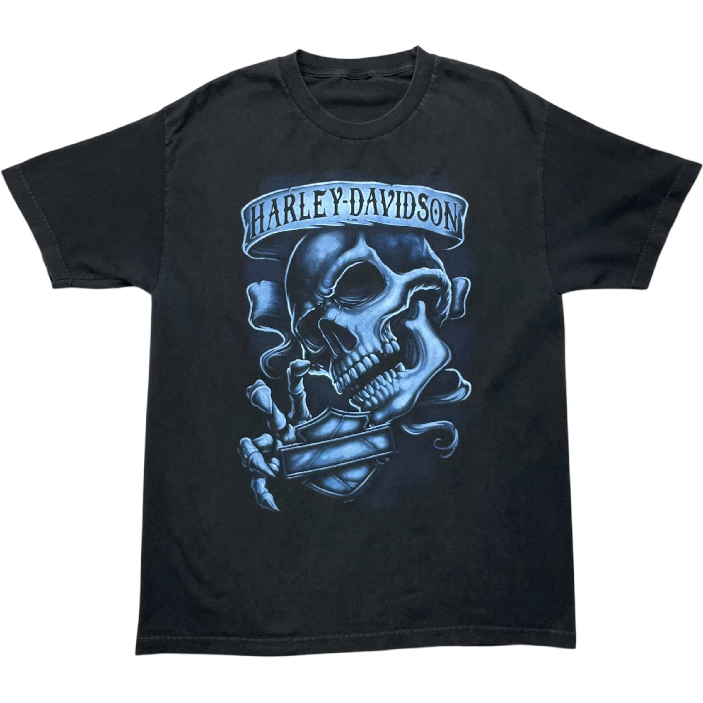 《L》 Harley-Davidson ハーレーダビッドソン Tシャツ スカル プリント ブラック no.8448