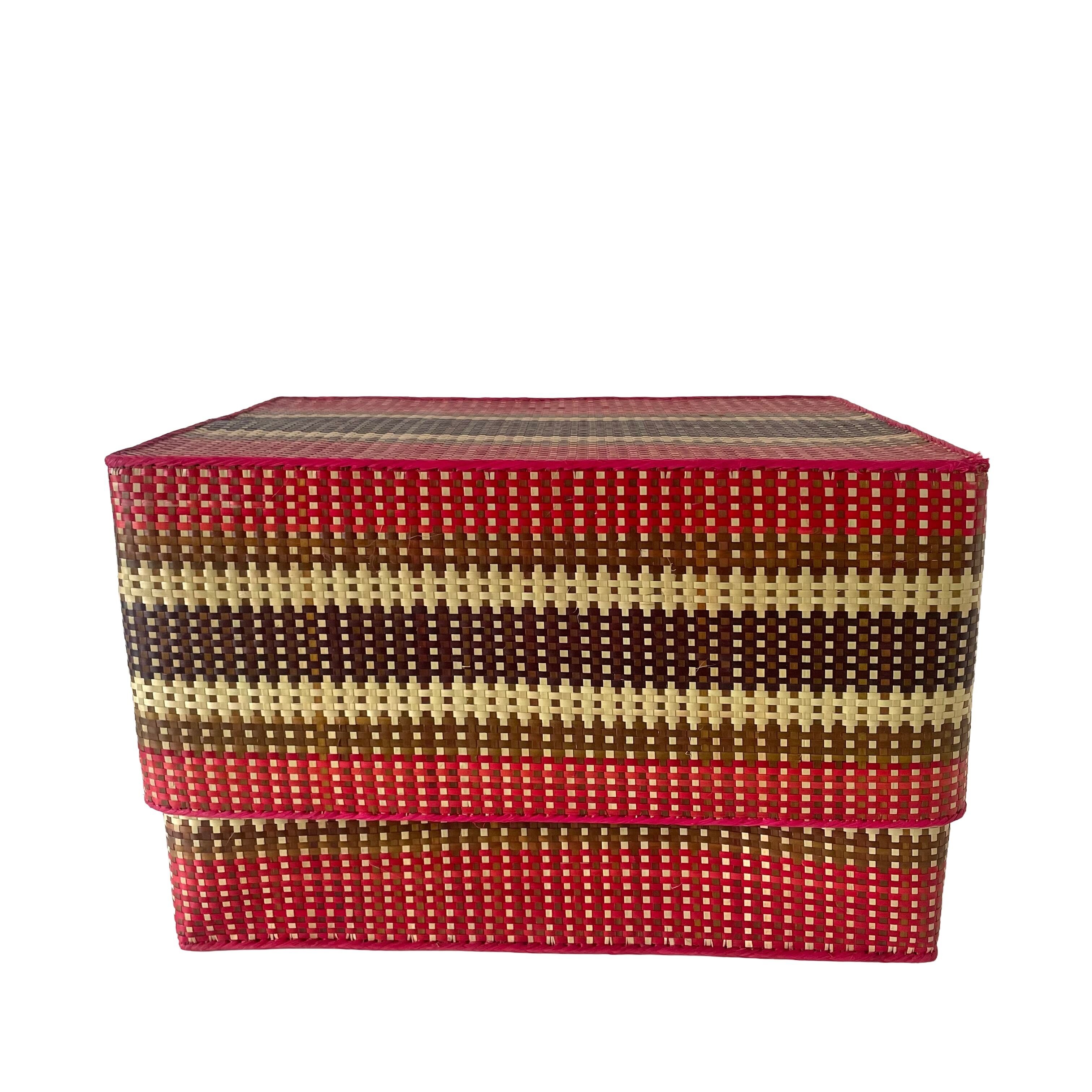 Rectangular colourful basket LL w40cm×30cm×h24cm四角カラフル蓋付き