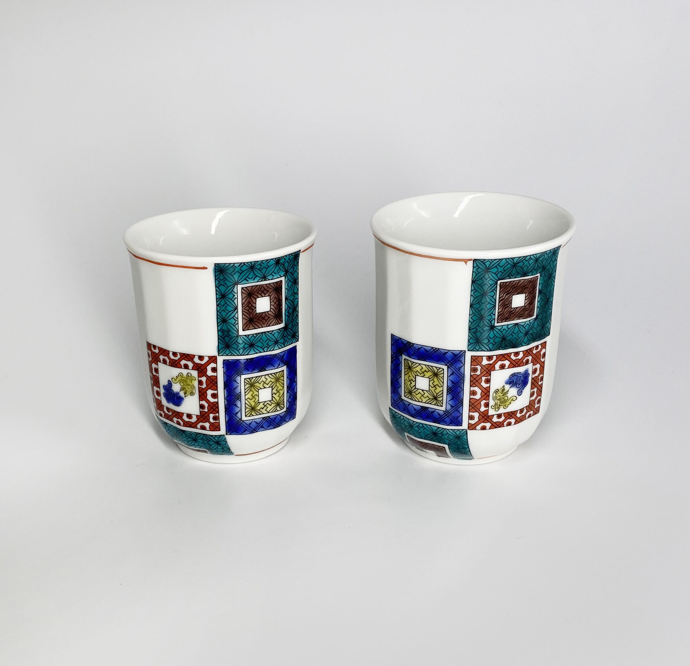 九谷焼 大志窯】古九谷石畳紋湯呑組 | 九谷焼 大志窯