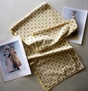 40~50s フランス 120x40c カナリアイエローの薔薇園と室内装飾用ファブリックa romanex garanti boussac ヴィンテージ