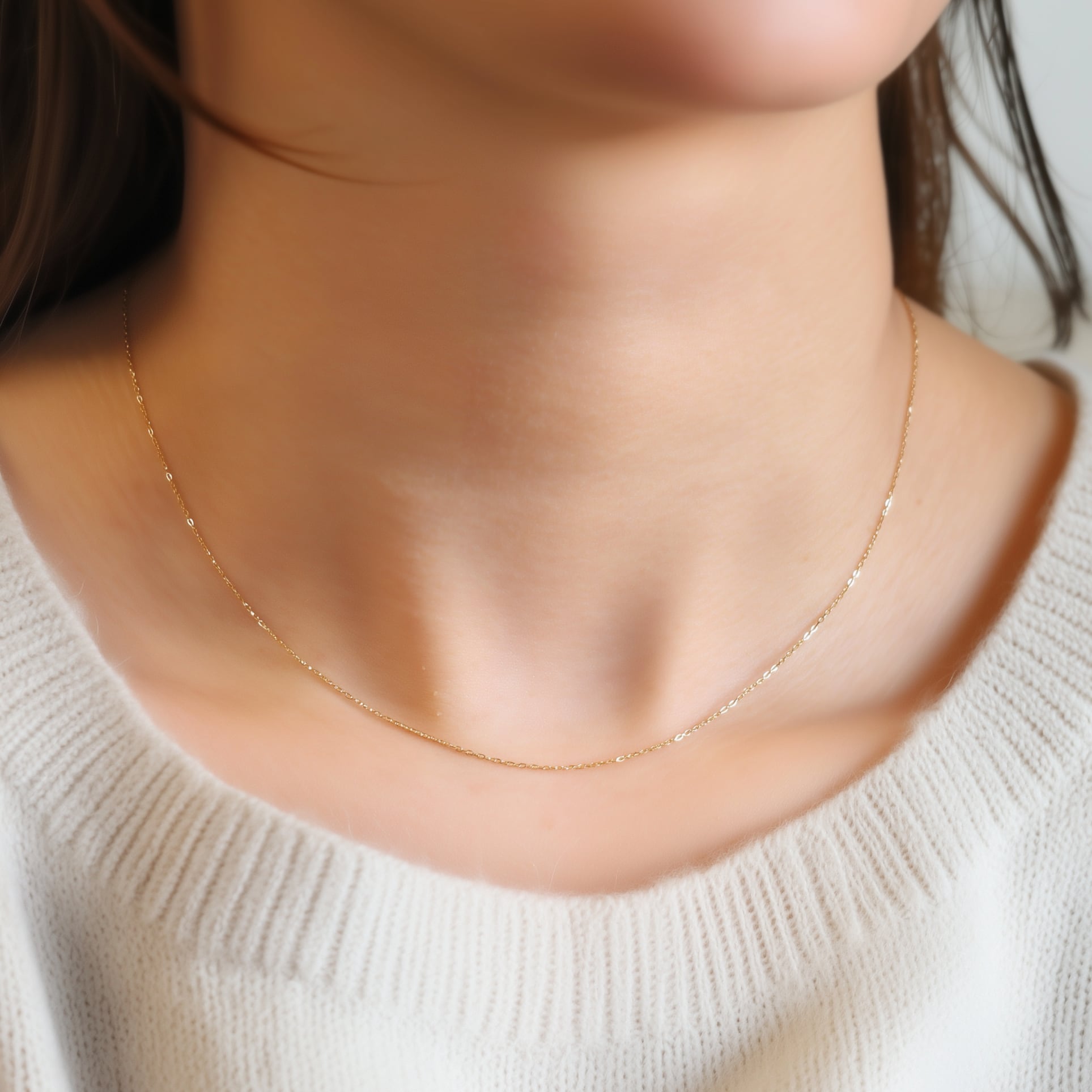 当店人気No.1】K18 チェーンネックレス 40cm〈シャイン〉 No.46