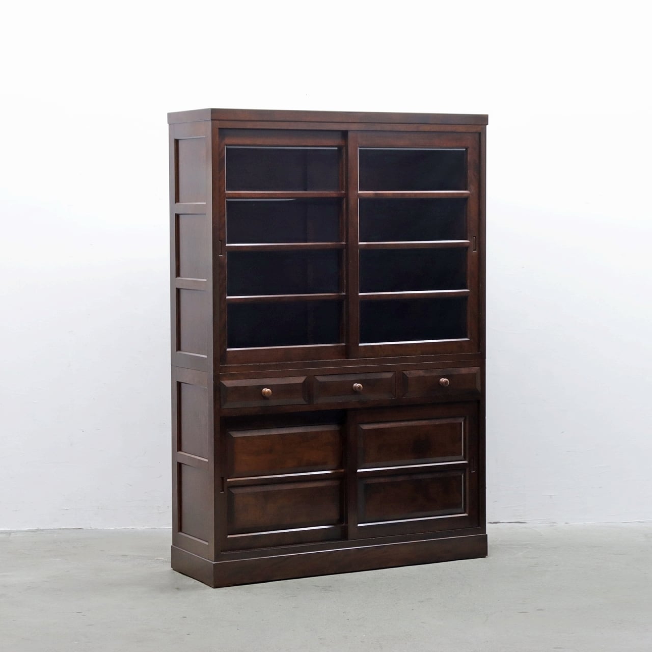 松本民芸家具 K-3型食器棚 カップボード 飾り棚 ミズメザクラ無垢材