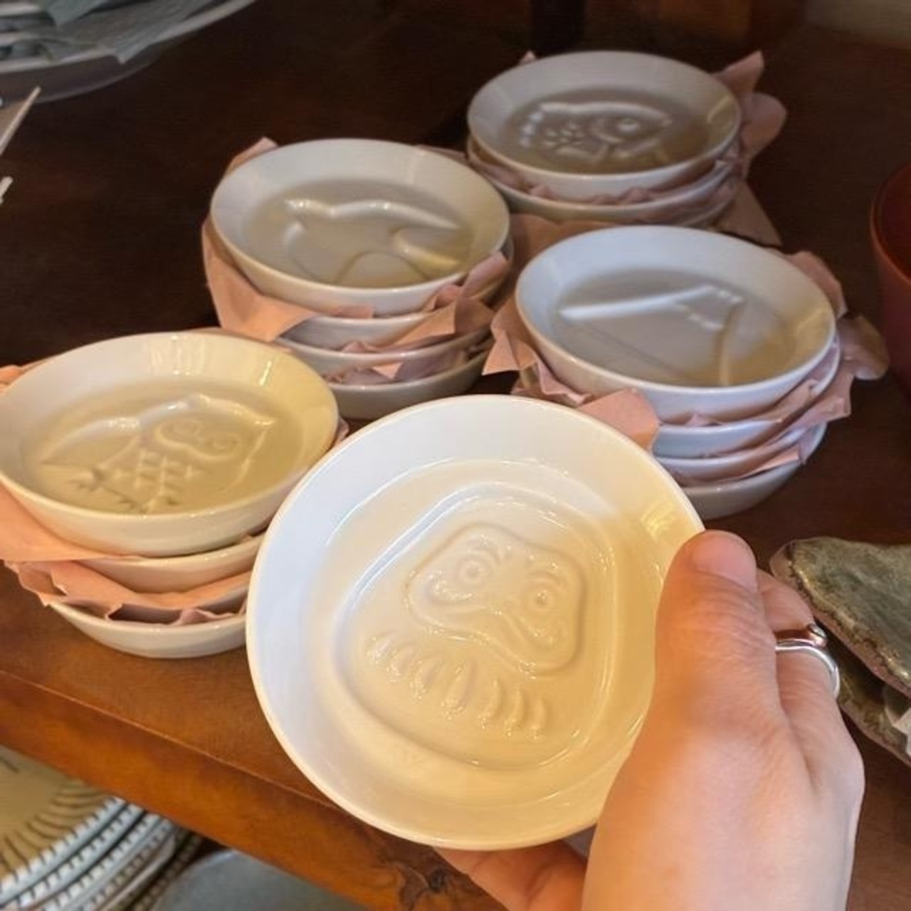 Mino ware soy sauce dish 5type　美濃焼　醤油小皿　全5種　トリ　フクロウ　ダルマ　フジ　タイ　電子レンジ可　食洗機可　TAMAKI　小皿　豆皿　しょうゆ