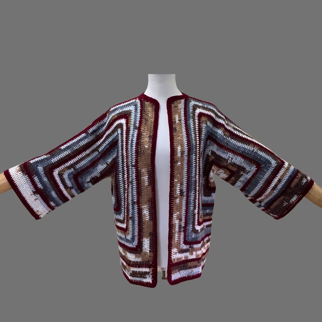 ヘキサゴンカーディガン ボルドーライン | Pay ID