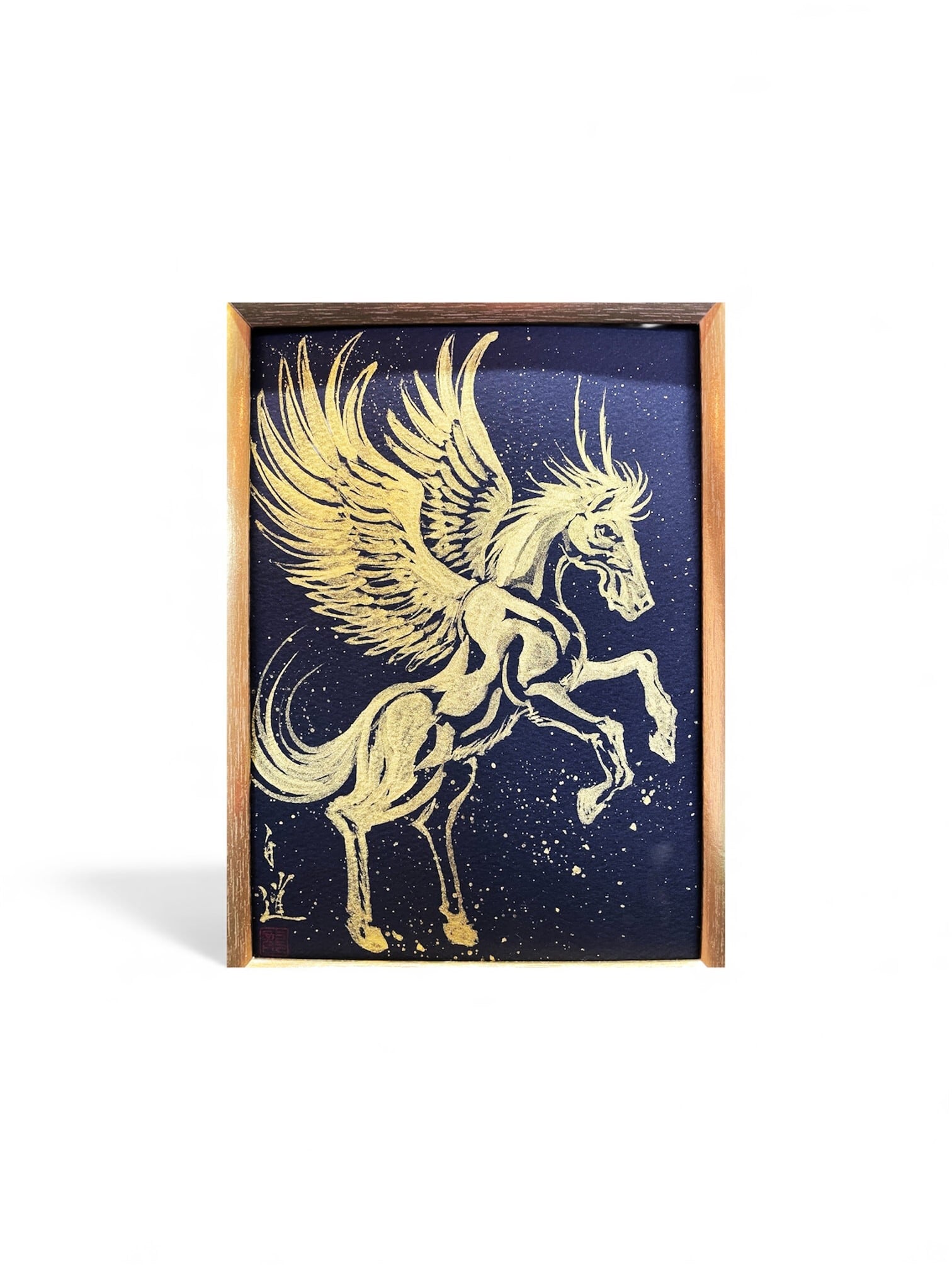【美術品】鳥の羽根で描かれた馬 febf089b5b44e5e686d76f77ccd654