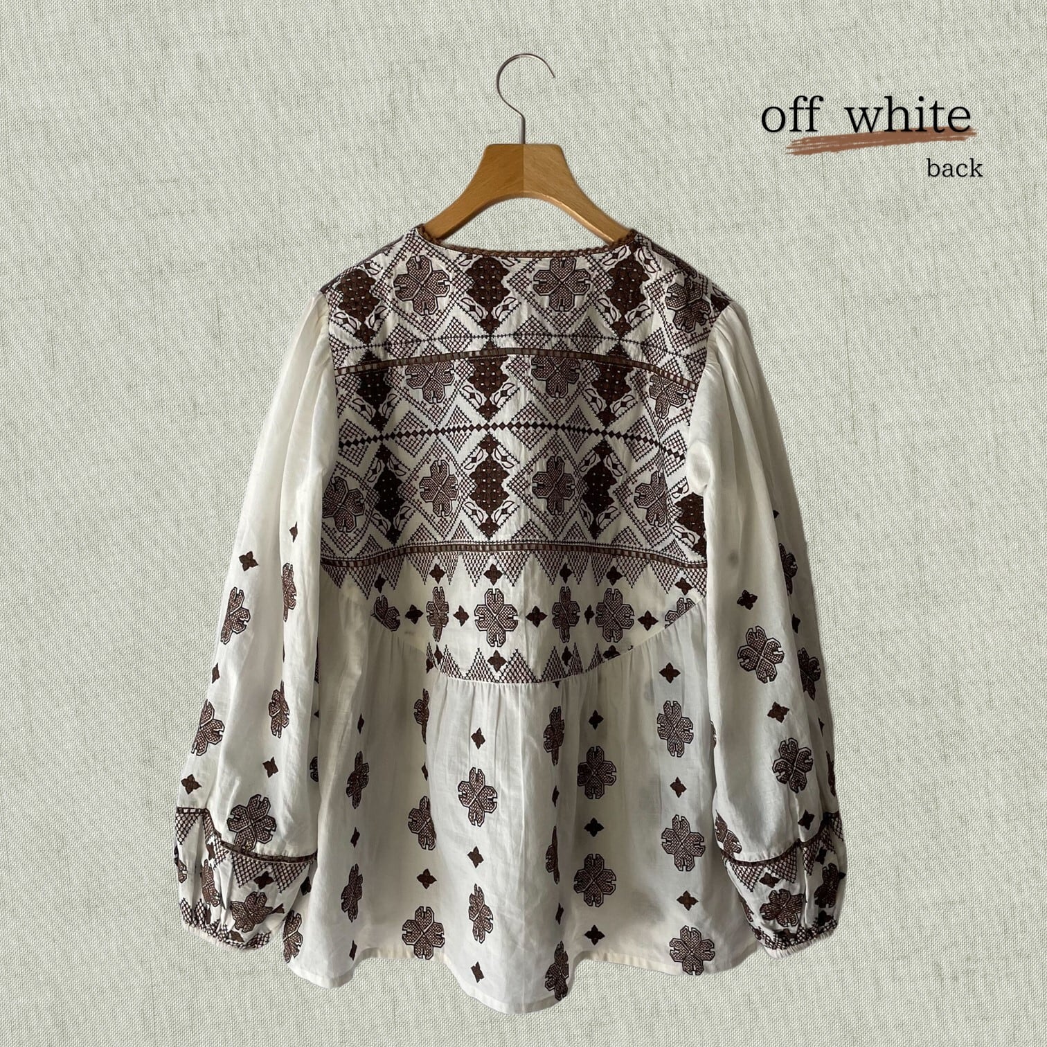 クロスステッチ刺繍ブラウス|cross stitch embroidery blouse 74172-BJ ( off white )【 クロスステッチ 刺繍ブラウス エンブロイダリーブラウス クロスステッチ 長袖 特価 アウトレット OUTLET 】