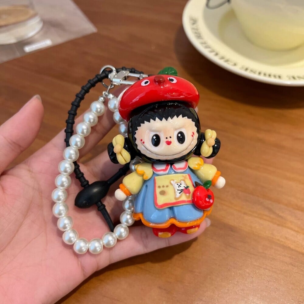 Labubu ラブブ 粘土とオイル彩を使用したキーチェーン 特別加工 手作り バッグチャーム カーチャーム 可愛い 繊細な仕上がり 女友達 カップルへの贈り物に