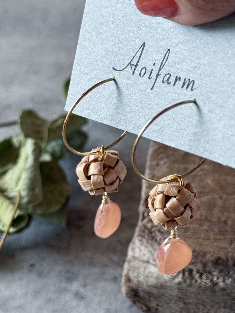 月桃asumi×ピーチムーンストーンのピアス