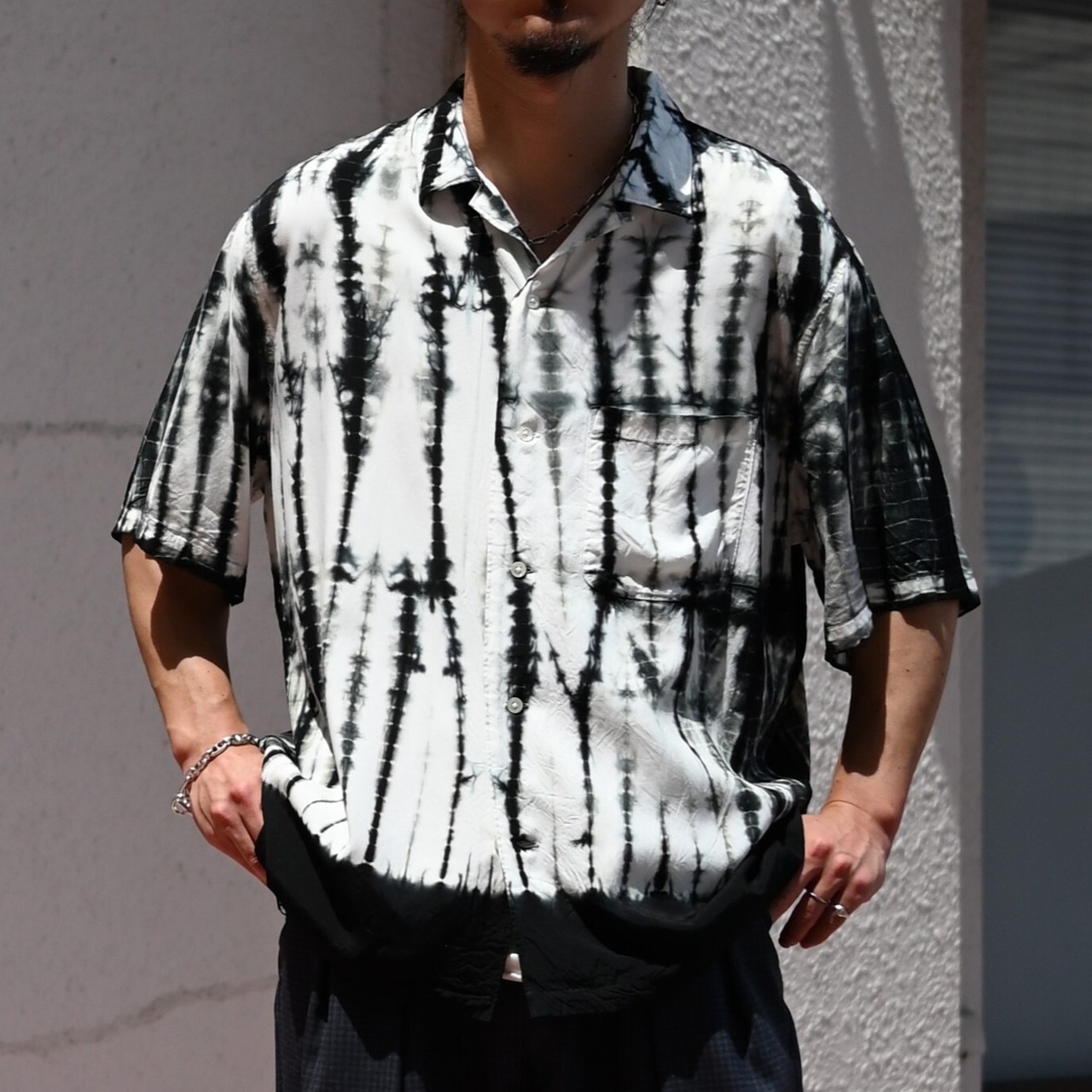 KUON / Arimatsu Shibori Camp Collar Shirt