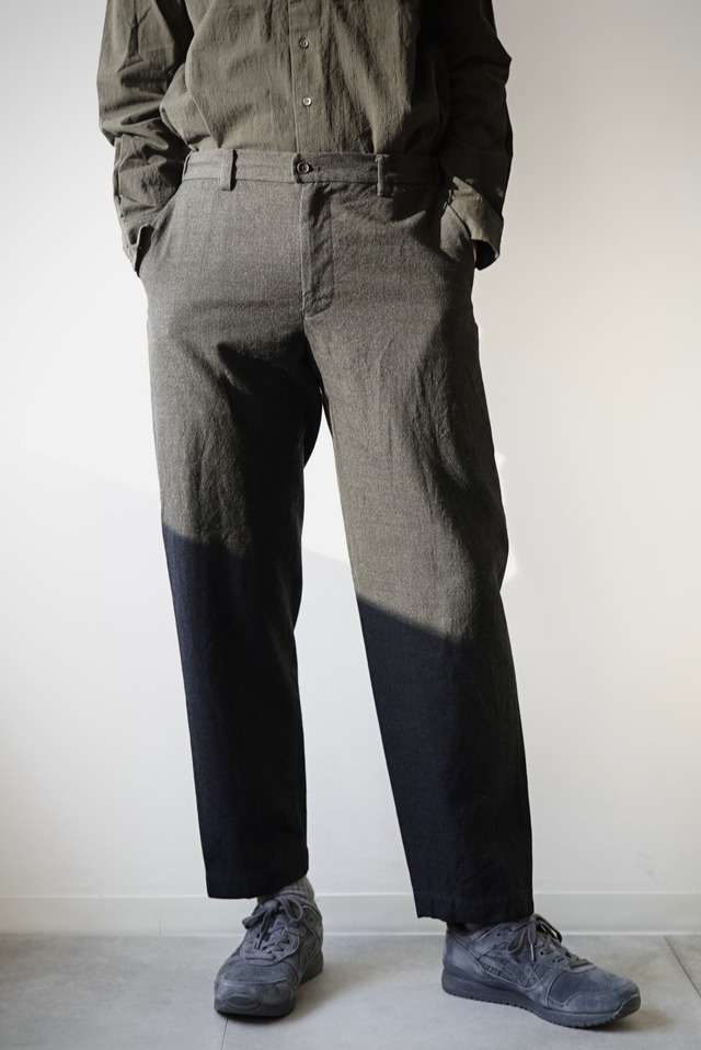 Washable Wool Gaba / Loosey Trousers (BLACK GRAY)