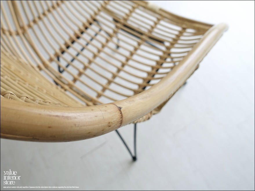 インベロップチェアN ラタンチェア イス 椅子 鉄脚 手作り 手編み 籐
