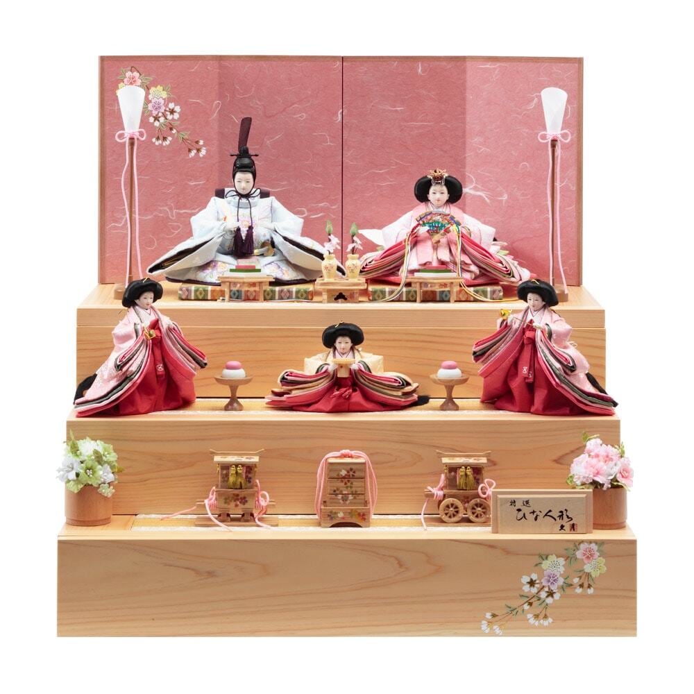 雛人形 三段飾り | 久月 | 収納三段 親王官女飾り 銘木シリーズ 檜