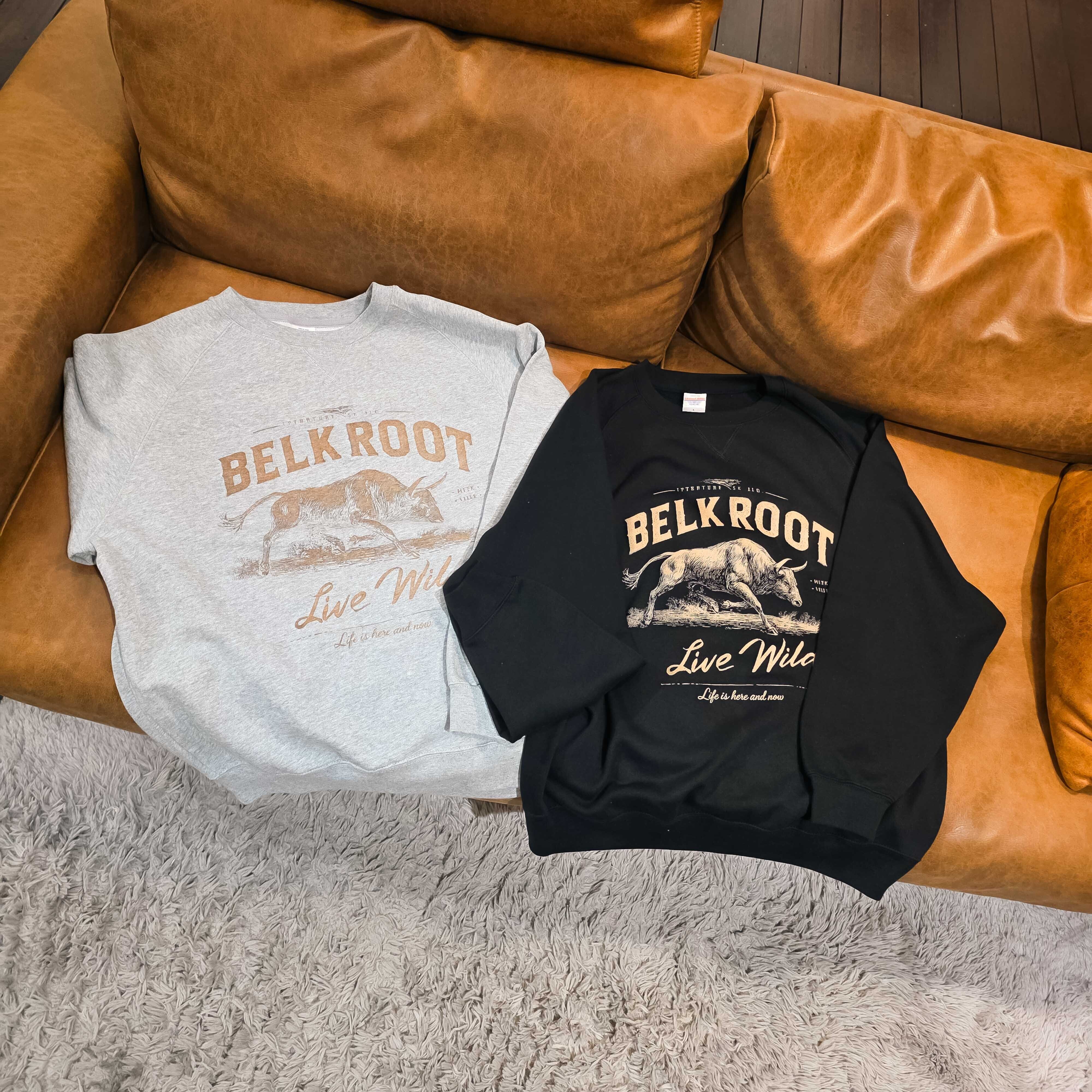 BELKROOTベルクロート　ブラックレーベルコラボ 闘牛スウェット/ブラック | BELKROOT (ベルクロート)キャンプ