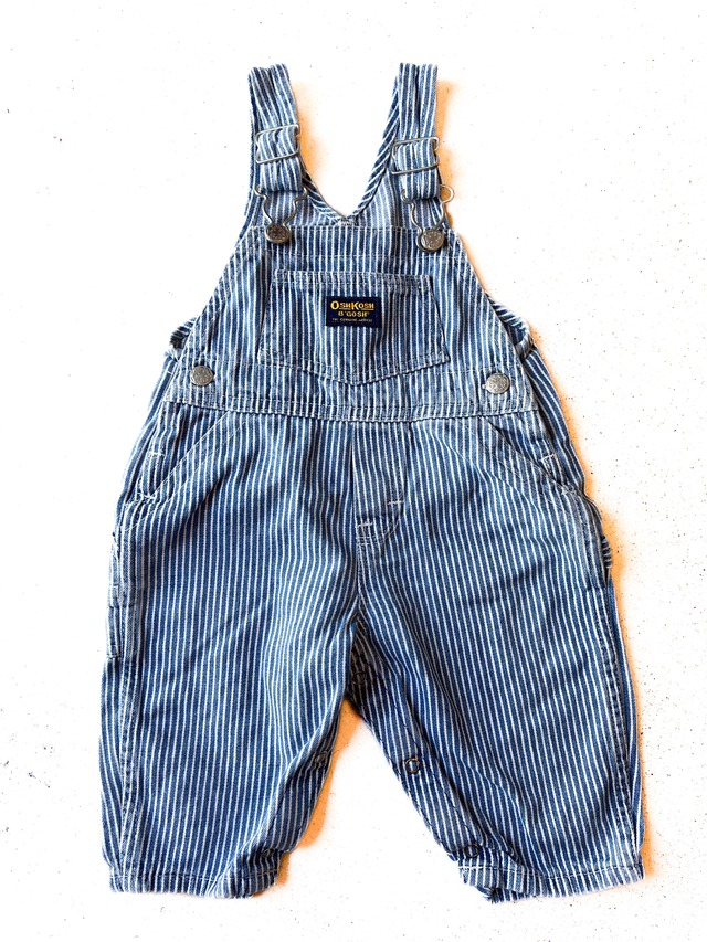 【70cm】VINTAGE 90'S  オシュコシュ ヒッコリー オーバーオール【b208】