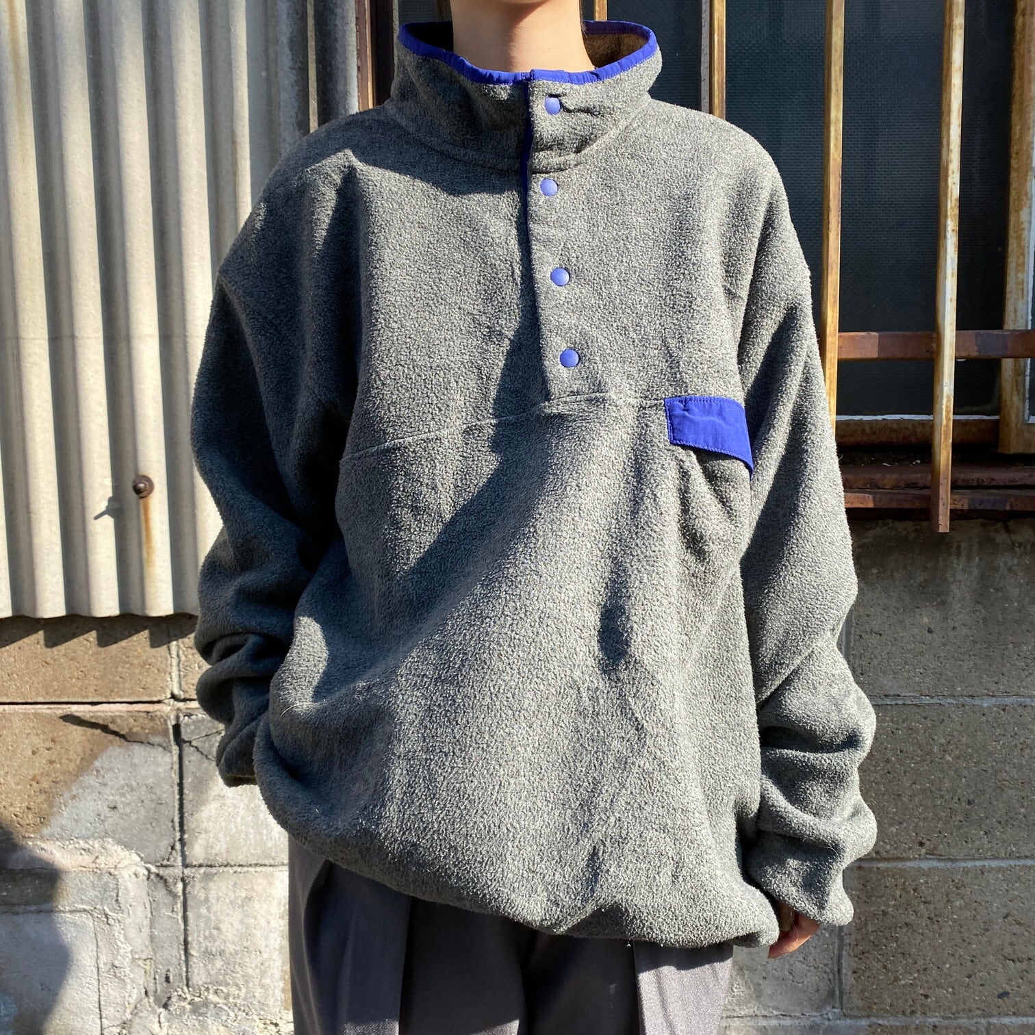 01s USA製patagoniaスナップT チャコールグレーXL 